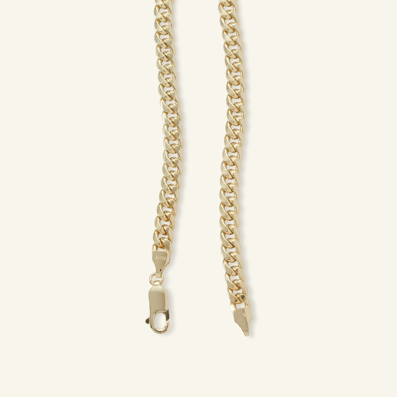 10K Semi-Solid Gold Miami Curb Chain Made in Italy - 22"
