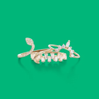 Marquise and Round Cubic Zirconia Crown Contour Ring in 10K Gold - Size 7