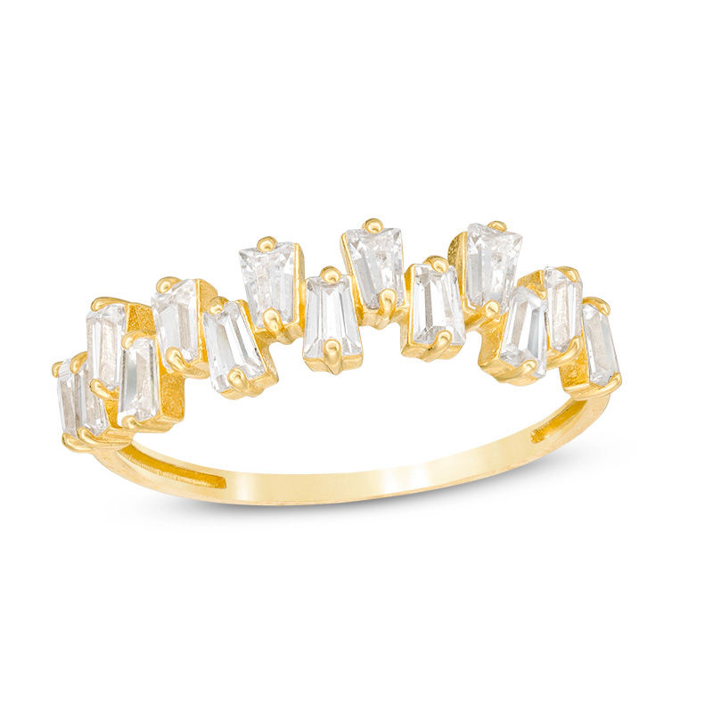 Baguette Cubic Zirconia Zig-Zag Ring in 10K Gold - Size 7