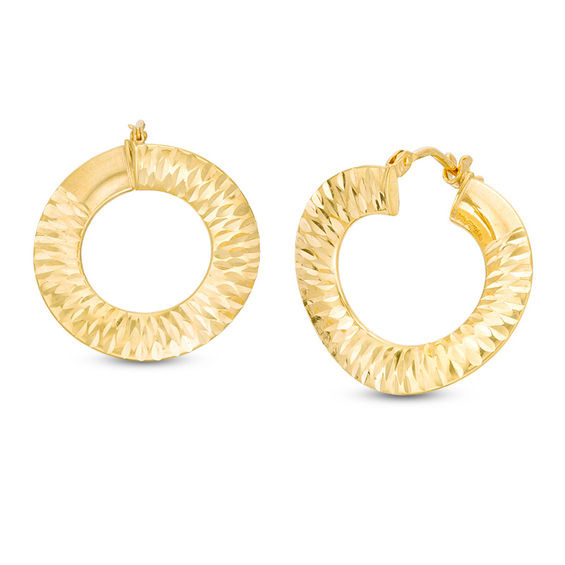 Diamond-Cut Curled Hoop Earrings in 10K Gold