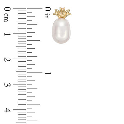 5 - 7mm Baroque Freshwater Cultured Pearl Pineapple Stud Earrings in 14K Gold