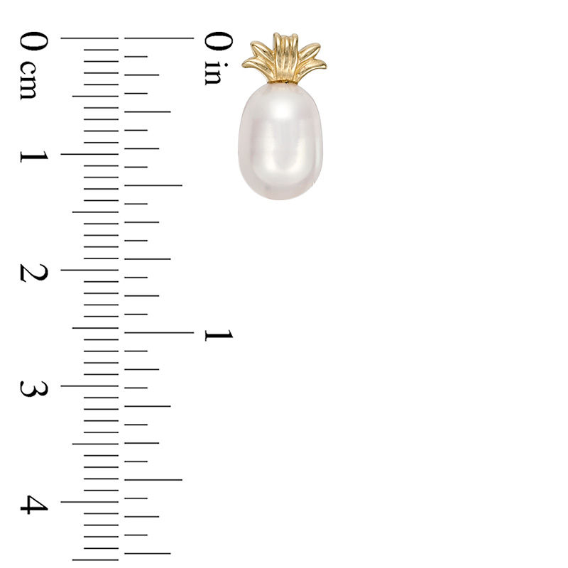5 - 7mm Baroque Freshwater Cultured Pearl Pineapple Stud Earrings in 14K Gold