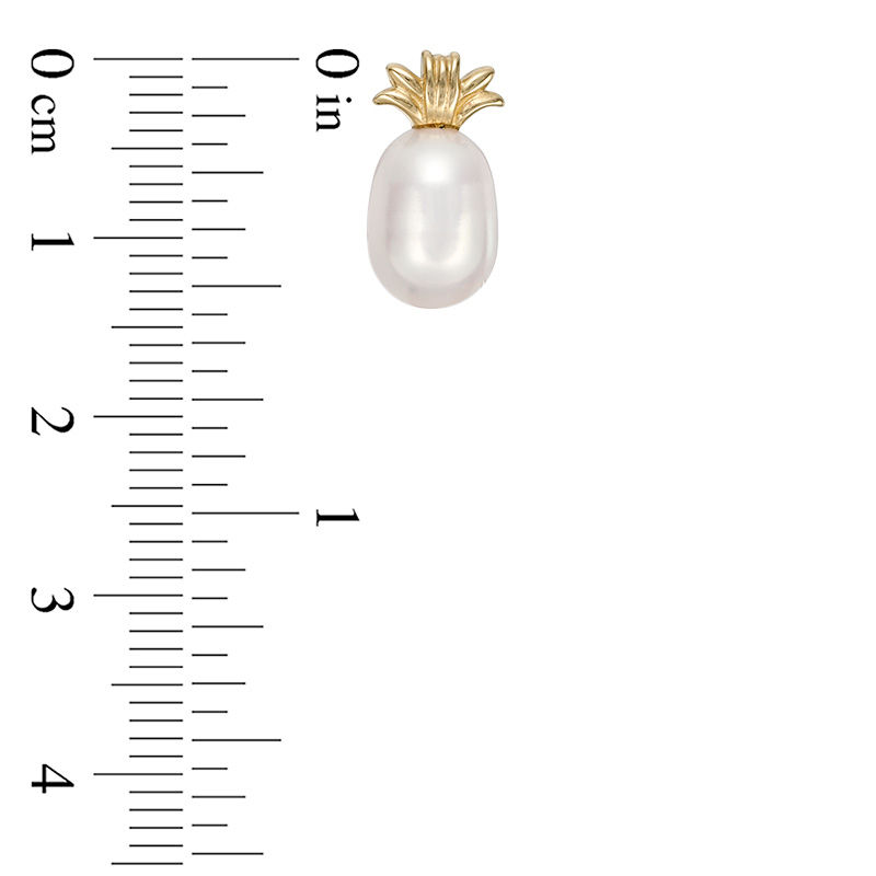 5 - 7mm Baroque Cultured Freshwater Pearl Pineapple Stud Earrings in 14K Gold