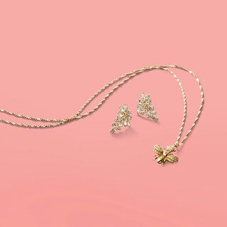 Marquise Cubic Zirconia Cluster Crawler Earrings in 10K Gold