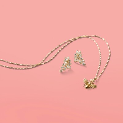 Marquise Cubic Zirconia Cluster Crawler Earrings in 10K Gold
