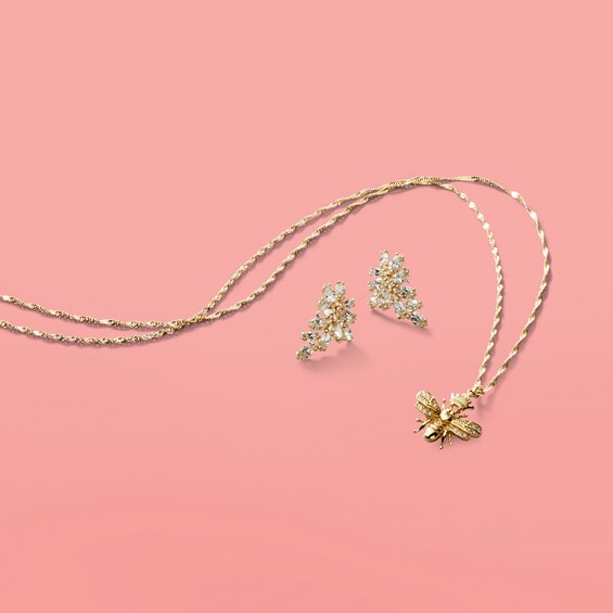 Marquise Cubic Zirconia Cluster Crawler Earrings in 10K Gold
