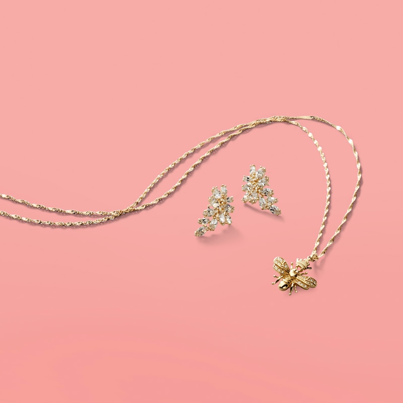 Main Image 2 of Marquise Cubic Zirconia Cluster Crawler Earrings in 10K Gold