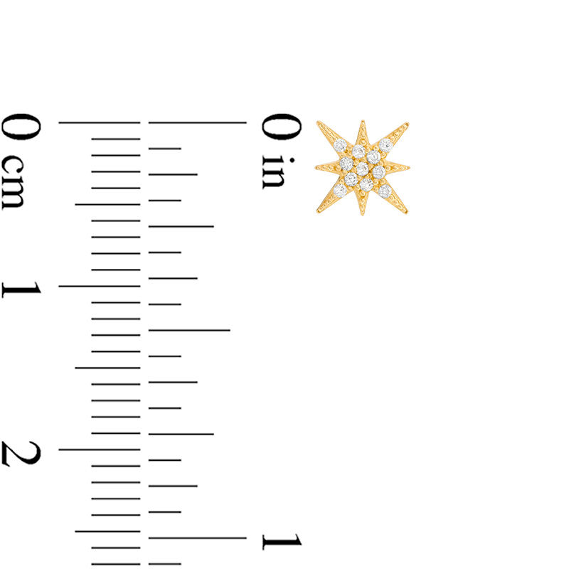 Main Image 2 of Cubic Zirconia Eight-Point Star Stud Earrings in 10K Gold