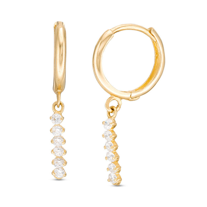 Cubic Zirconia Linear Drop Earrings in 10K Gold