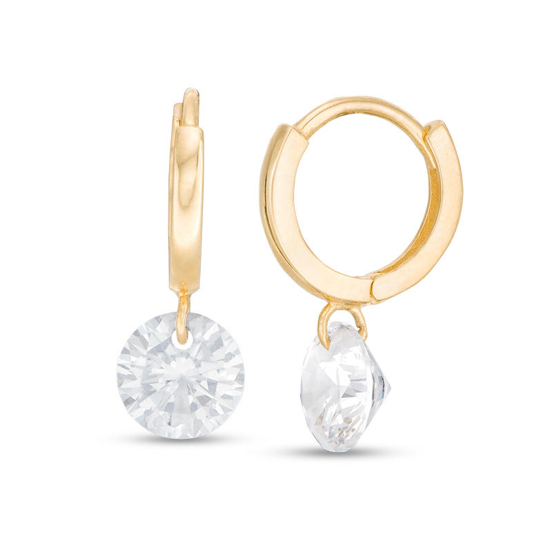 6mm Cubic Zirconia Dangle Drop Earrings in 10K Solid Gold