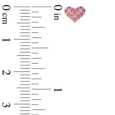 3mm Red Cubic Zirconia Solitaire and Heart Cluster Stud Earrings Set in 10K Gold