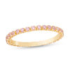 Pink Cubic Zirconia Eternity Band in 10K Gold - Size 7