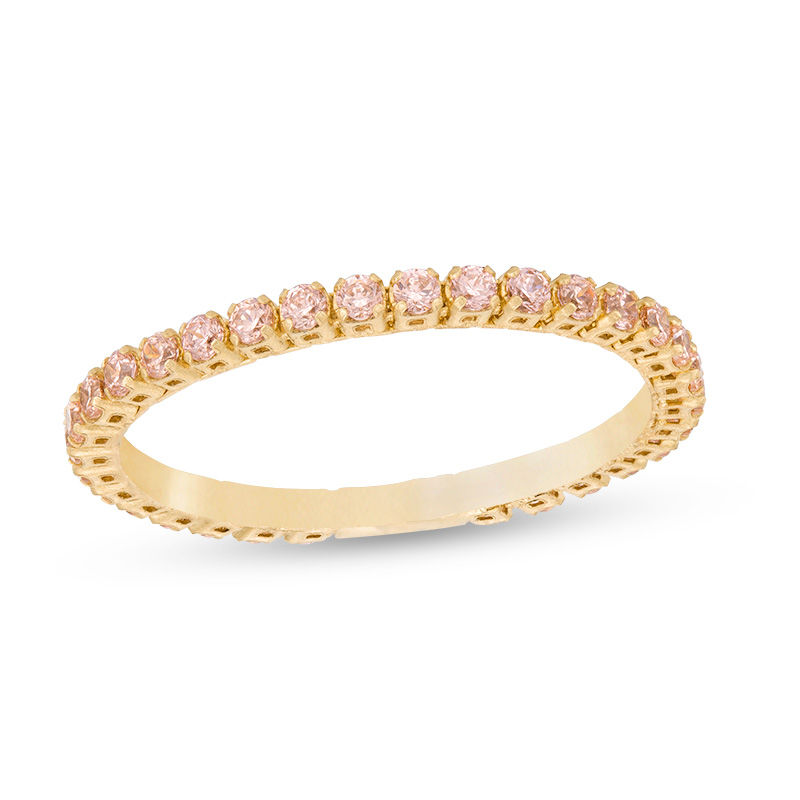 Yellow Cubic Zirconia Eternity Band in 10K Gold - Size 7