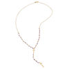 Thumbnail Image 1 of Purple Cubic Zirconia Bead and Double Cross "Y" Necklace in 10K Gold