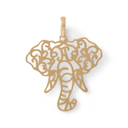 Filigree Elephant Necklace Charm in 10K Semi-Solid Gold