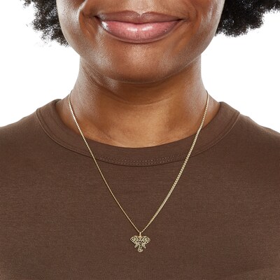 Filigree Elephant Necklace Charm in 10K Semi-Solid Gold