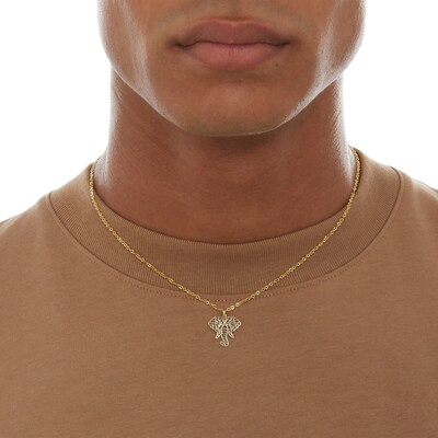 Filigree Elephant Necklace Charm in 10K Semi-Solid Gold
