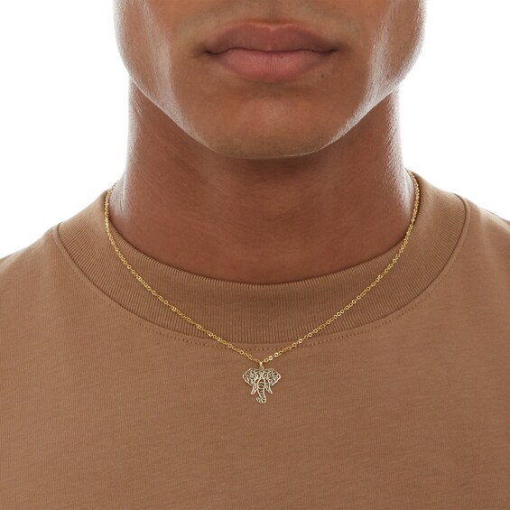 Filigree Elephant Necklace Charm in 10K Semi-Solid Gold