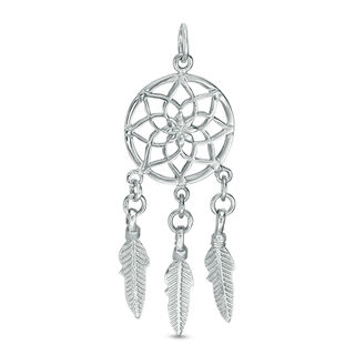 Polished Dream Catcher Necklace Charm in Sterling Silver