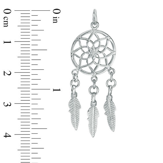 Polished Dream Catcher Necklace Charm in Sterling Silver