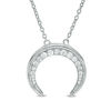 Graduated Cubic Zirconia Crescent Moon Pendant in Sterling Silver