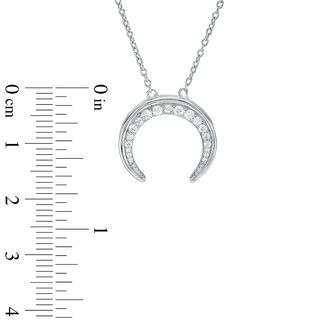 Graduated Cubic Zirconia Crescent Moon Pendant in Sterling Silver
