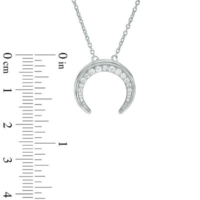 Graduated Cubic Zirconia Crescent Moon Pendant in Sterling Silver