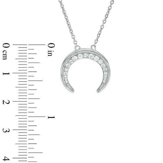 Graduated Cubic Zirconia Crescent Moon Pendant in Sterling Silver