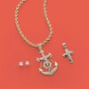 Thumbnail Image 3 of Cubic Zirconia Crucifix Anchor Necklace Charm in 10K Two-Tone Gold