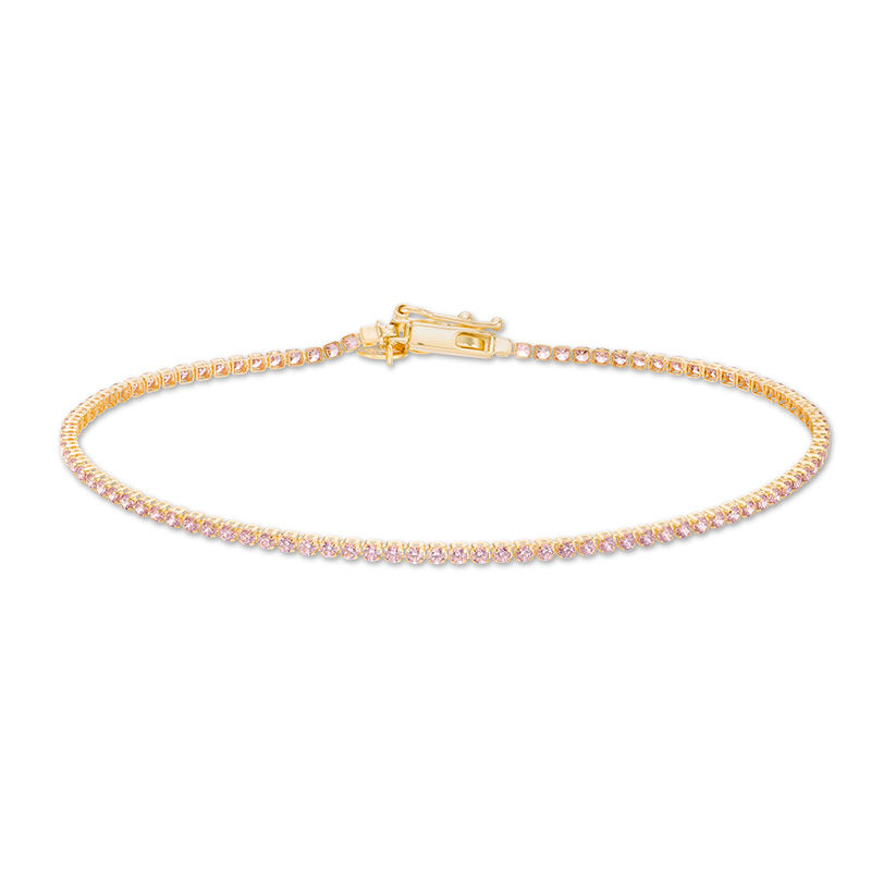 Main Image 1 of Pink Cubic Zirconia Tennis Bracelet in 10K Gold - 7.5"