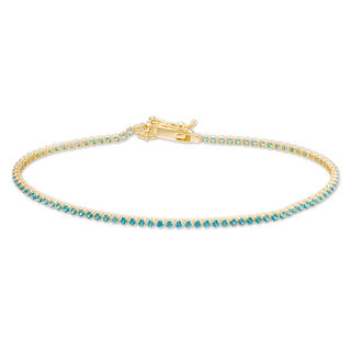 Blue Cubic Zirconia Tennis Bracelet in 10K Gold - 7.5"