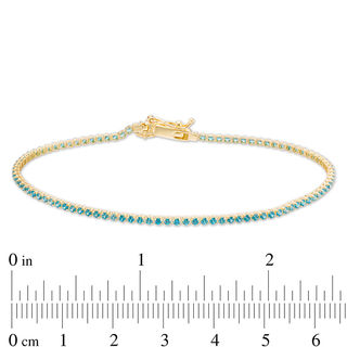 Blue Cubic Zirconia Tennis Bracelet in 10K Gold - 7.5"