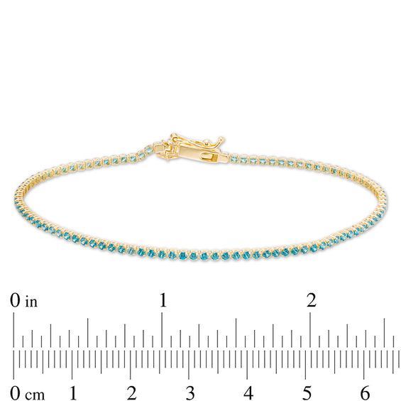 Blue Cubic Zirconia Tennis Bracelet in 10K Gold - 7.5"
