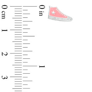 Child's Pink and White Glitter Enamel High Top Sneaker Stud Earrings in Sterling Silver