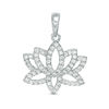Thumbnail Image 0 of Cubic Zirconia Lotus Flower Outline Necklace Charm in Sterling Silver