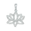 Thumbnail Image 1 of Cubic Zirconia Lotus Flower Outline Necklace Charm in Sterling Silver