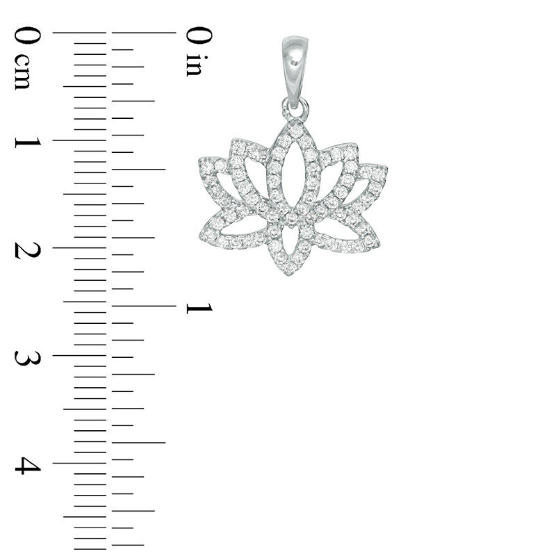 Main Image 2 of Cubic Zirconia Lotus Flower Outline Necklace Charm in Sterling Silver
