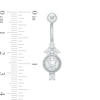 014 gauge Cubic Zirconia Bead Frame Tri-Top Belly Button Ring in Stainless Steel