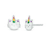 Thumbnail Image 1 of Child's Multi-Color Enamel Unicorn Cat Stud Earrings in Sterling Silver