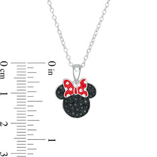 Child's Black Crystal and Enamel ©Disney Minnie Mouse Polka Dot Bow Pendant - 15"