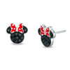Thumbnail Image 0 of Child's Black Crystal ©Disney Minnie Mouse with Red and White Enamel Polka Dot Bow Stud Earrings in Solid Sterling Silver