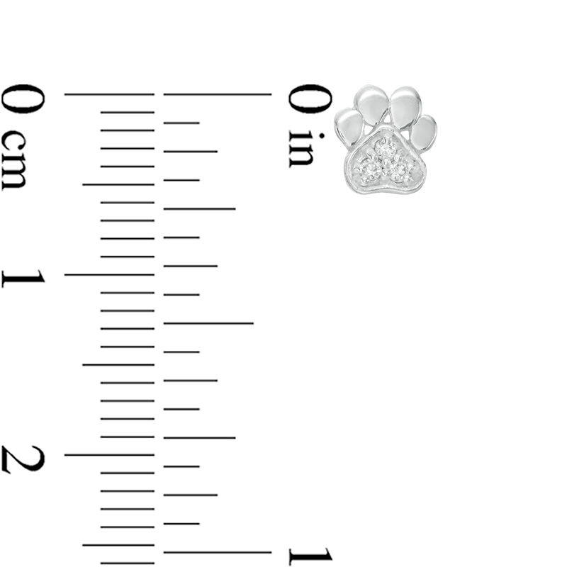 Main Image 3 of Child's 3mm Cubic Zirconia Solitaire, Paw Print and Dog Bone Stud Earrings Set in Sterling Silver