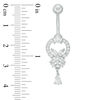 Thumbnail Image 2 of 014 gauge Cubic Zirconia Floral Doorknocker with Teardrop Dangle Belly Button Ring in Stainless Steel