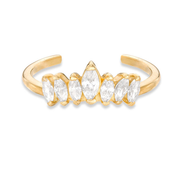 Adjustable Marquise Cubic Zirconia Seven Stone Toe Ring in 10K Gold