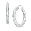 Thumbnail Image 0 of 30mm Diamond-Cut Tube Hoop Earrings in Sterling Silver