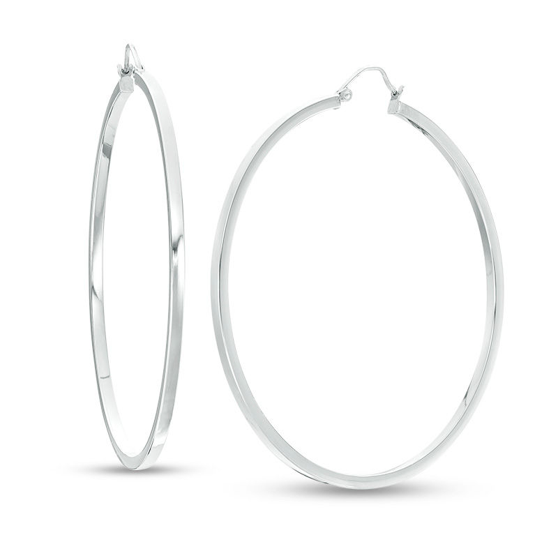 Main Image 1 of 55mm Square Tube Hoop Earrings in Sterling Silver