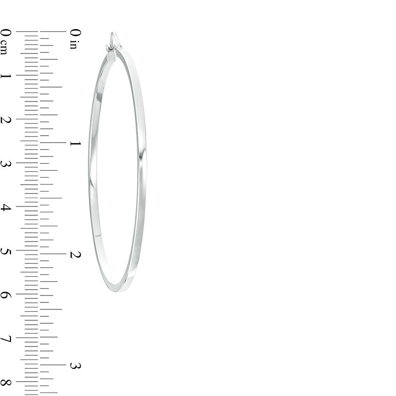 Main Image 2 of 55mm Square Tube Hoop Earrings in Sterling Silver