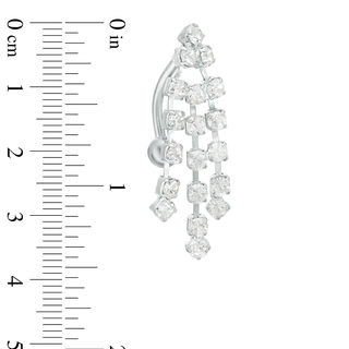 014 gauge Crystal Cascading Linear Dangle Top Down Belly Button Ring in Stainless Steel