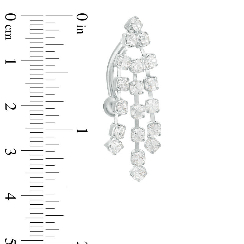 Main Image 2 of 014 gauge Crystal Cascading Linear Dangle Top Down Belly Button Ring in Stainless Steel