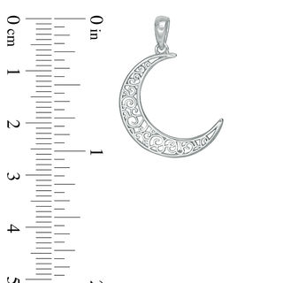 Filigree Crescent Moon Necklace Charm in Sterling Silver